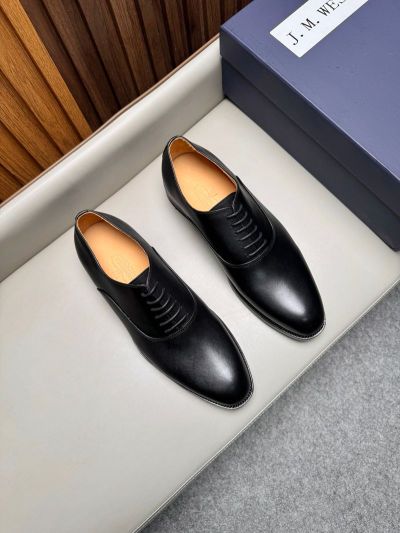 J.M.WESTON Black calfskin Leather Shoes-J.M.WESTON Man Business Leather Shoes